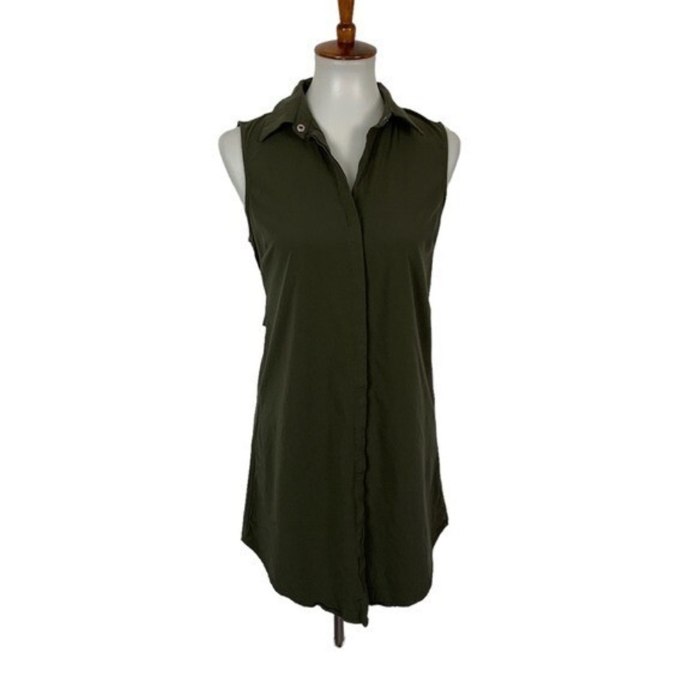Romeo Juliet Couture‎ Green Sleeveless Button Down Shirt Tunic Open Back Small